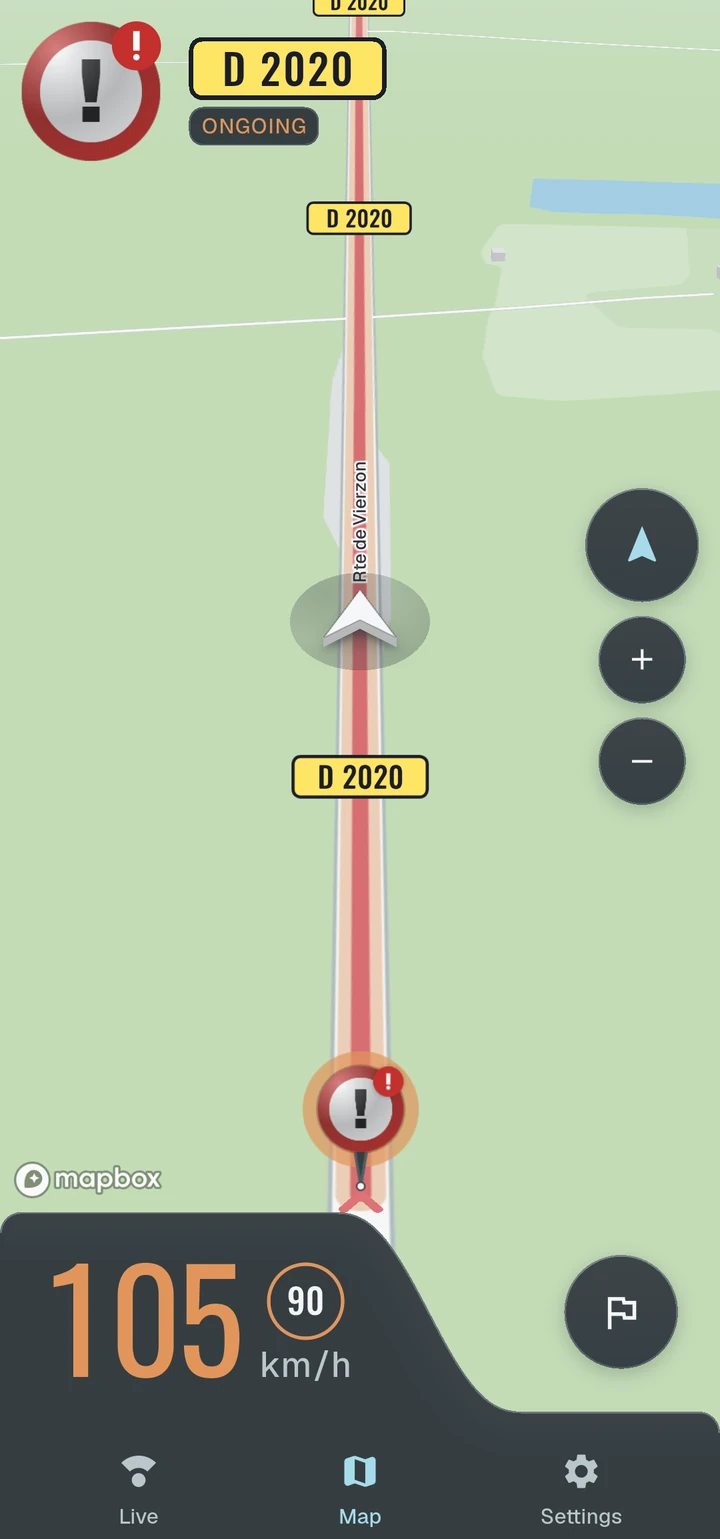 Speedix speedometer with the limit of the zone being crossed