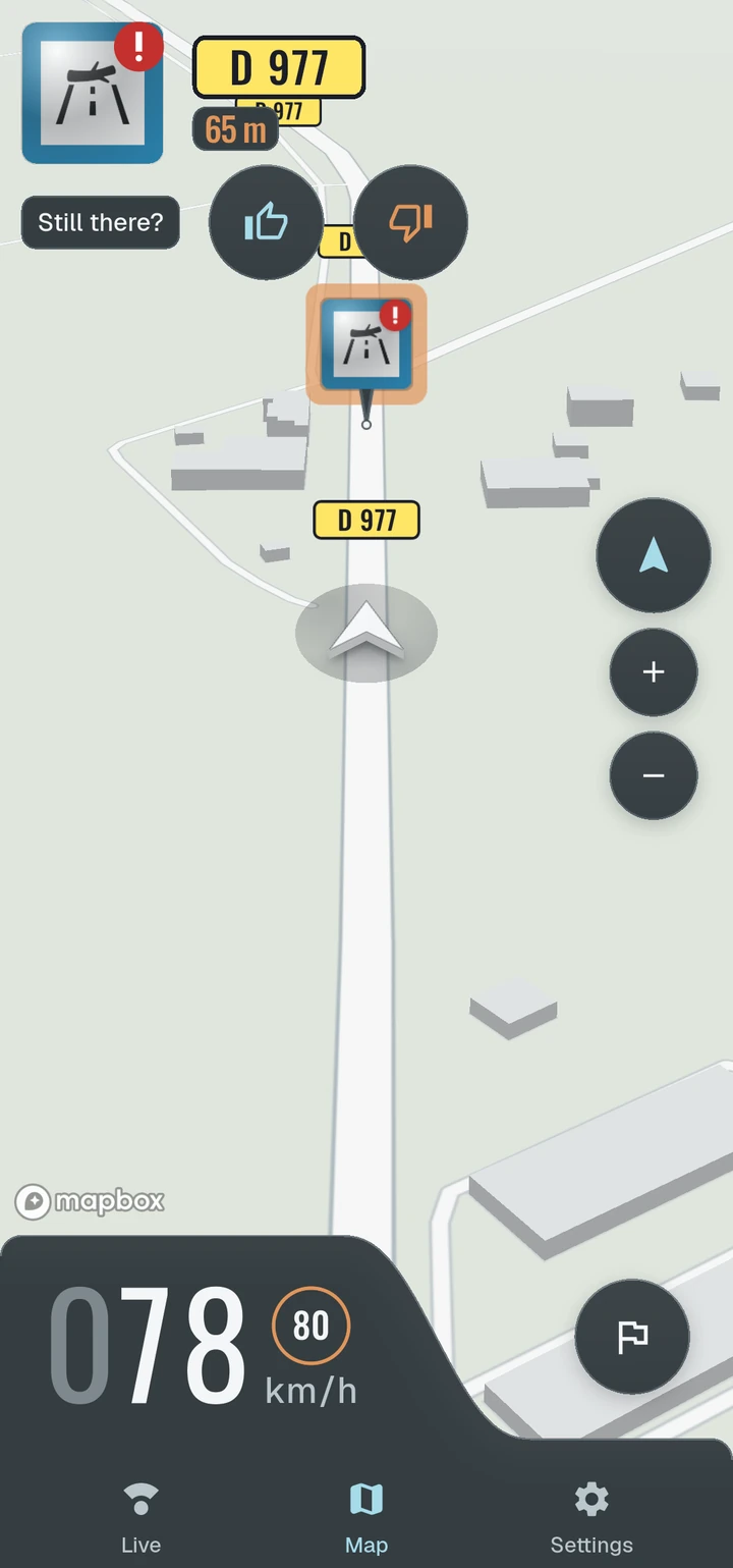 Speedix alert reporting a traffic incident