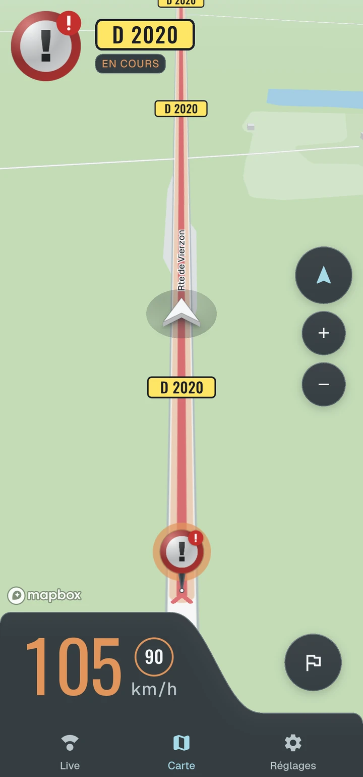 Compteur de vitesse Speedix avec la limite de la zone traversée