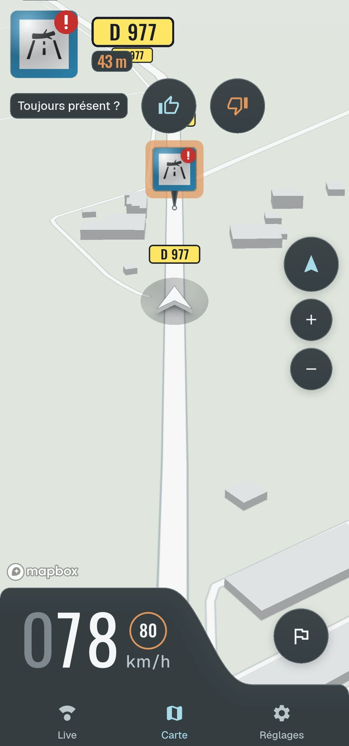 Alerte Speedix signalant un incident de circulation